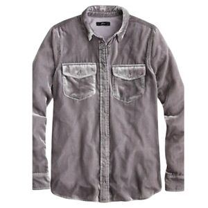 J. Crew Classic-fit Shirt Womens 10 Y2K Whimsigoth Grunge Drapey Velvet Pewter
